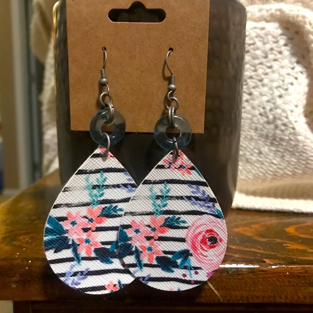 3/$20 Floral faux leather Earrings